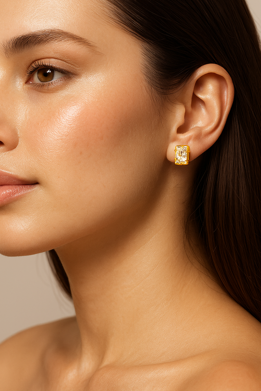 Pendientes Circón rectangular modelo Luciana