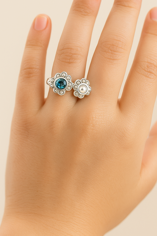 Anillo Midi doble Flor modelo Edda