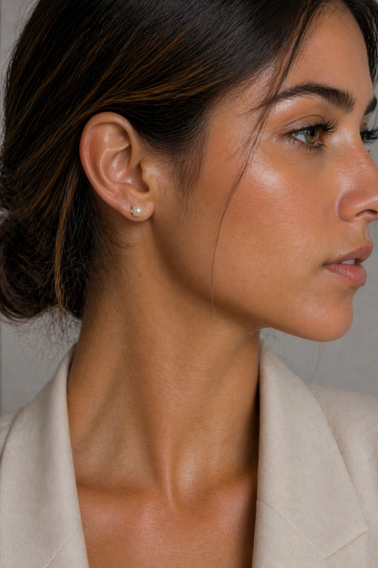 Pendientes con Perla modelo Selma Oro 18k