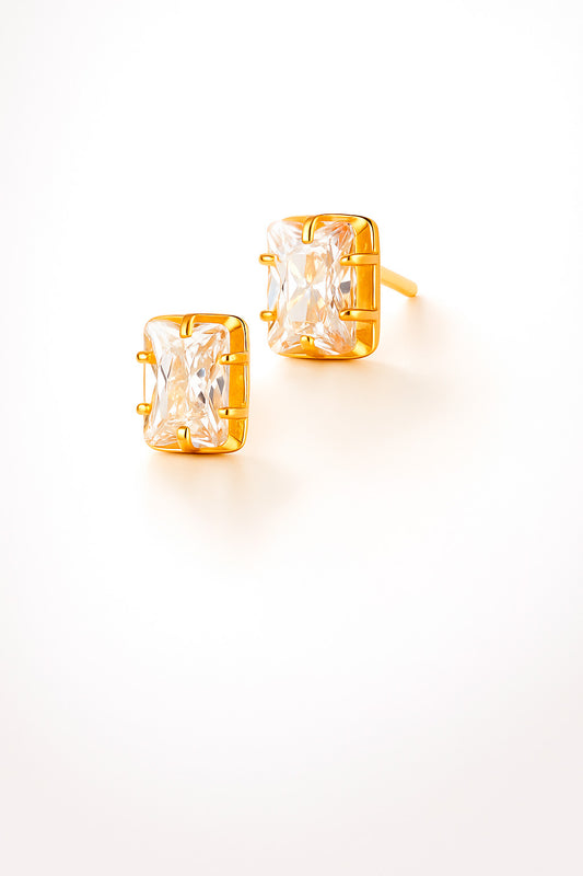 Pendientes Circón rectangular modelo Luciana