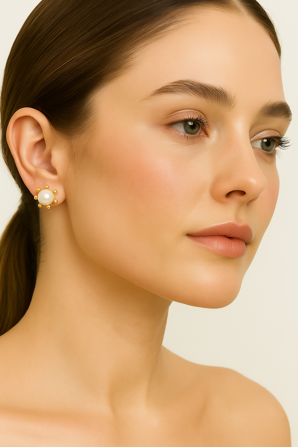 Pendientes con Perla modelo Selma Oro 18k