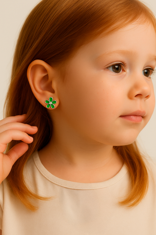 Aros de Flor verde Modelo Fiora