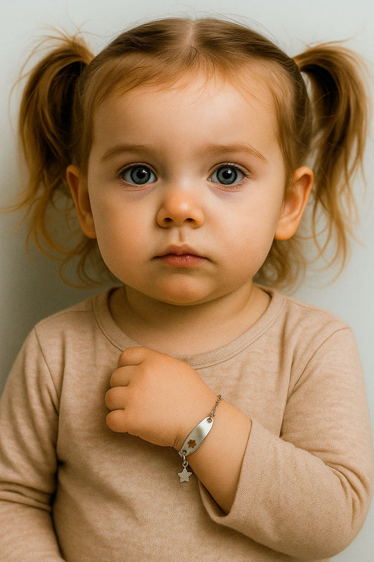 Pulsera con plaquita de flor calada modelo Estela