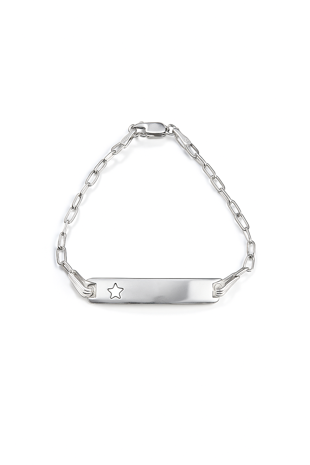 Pulsera de plata modelo Esten con estrella calada y plaquita
