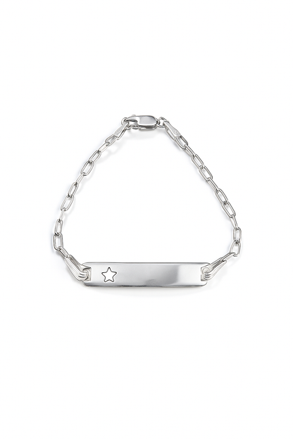 Pulsera de plata modelo Esten con estrella calada y plaquita