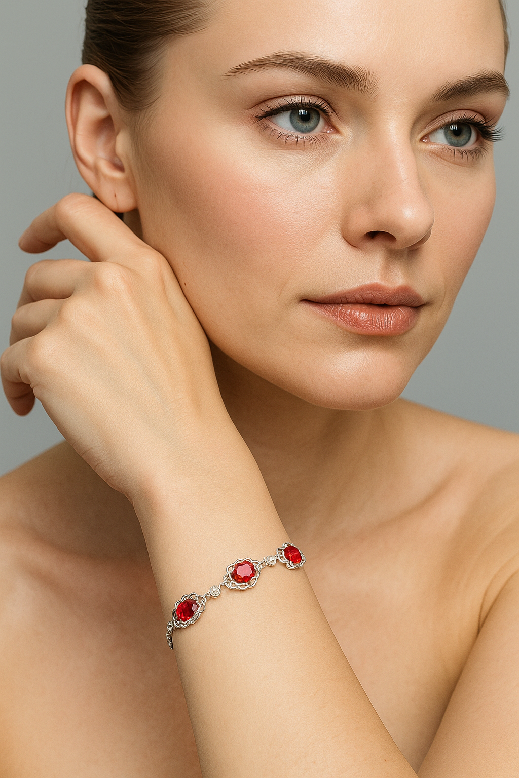 Pulsera de Flores rojas modelo Mireya