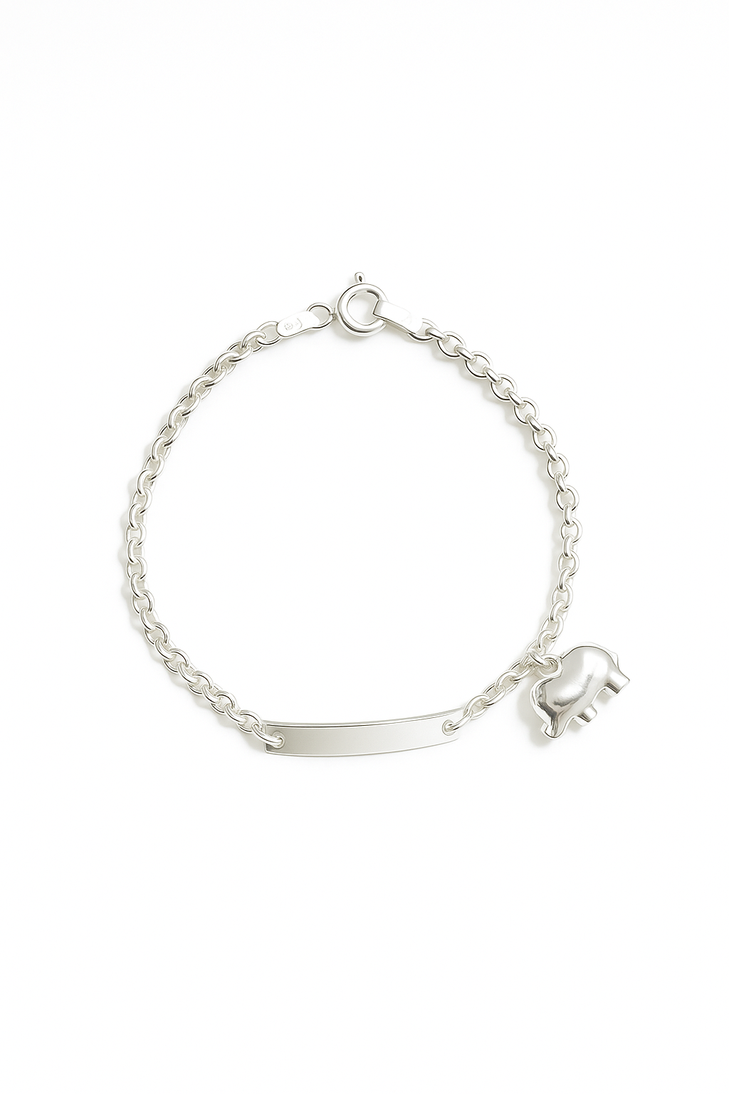 Pulsera de plata Elior con plaquita y elefantito