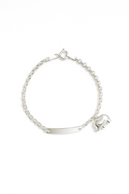 Pulsera de plata Elior con plaquita y elefantito
