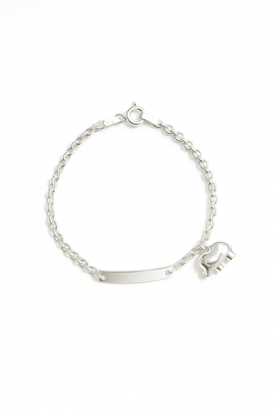 Pulsera de plata Elior con plaquita y elefantito