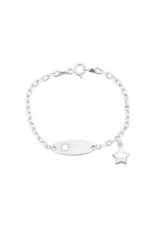 Pulsera con plaquita de flor calada modelo Estela