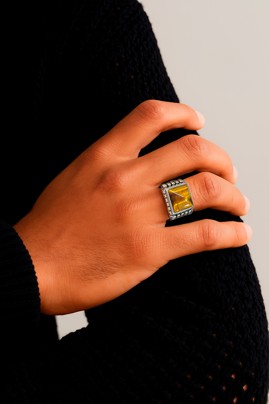 Anillo Étnico Con Ojo De Tigre