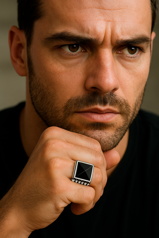 Anillo Étnico con Ónix Facetado