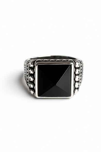 Anillo Étnico con Ónix Facetado