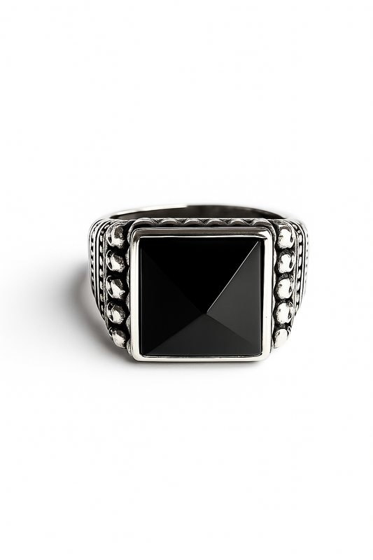 Anillo Étnico con Ónix Facetado