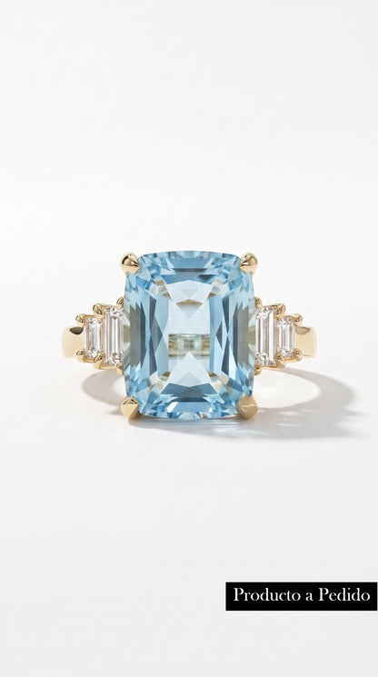 Anillo Brisa · Aguamarina en Oro 18k