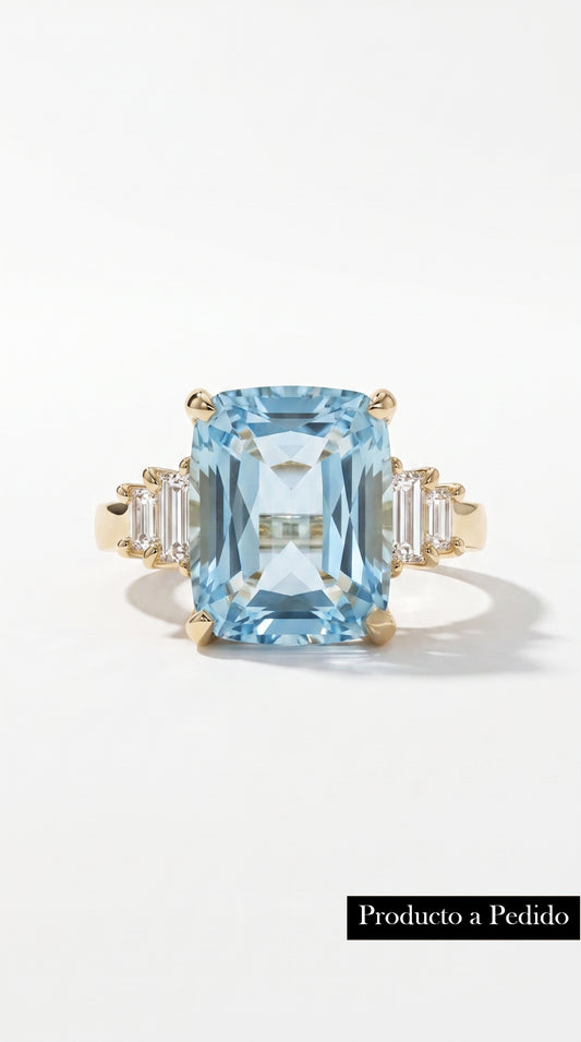 Anillo Brisa · Aguamarina en Oro 18k