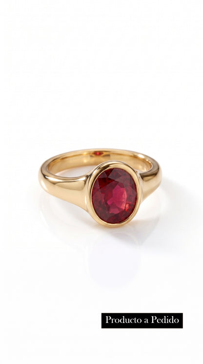 Anillo Carmín · Rubí Oval en Oro Amarillo 18k · Unisex