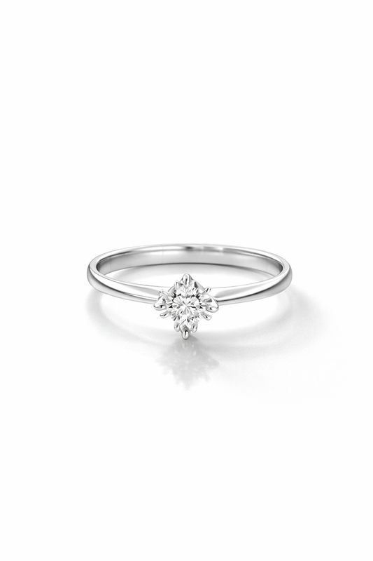 Anillo Solitario Oro Blanco y Diamante modelo Vera