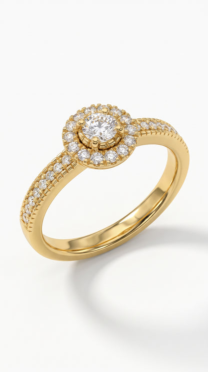 Anillo Halo modelo Seraphine Oro 18k