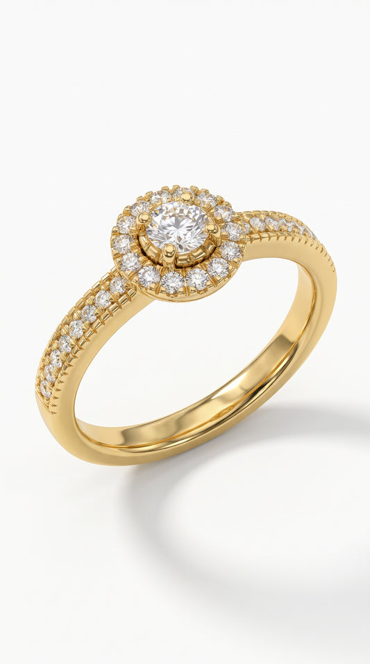 Anillo Halo modelo Seraphine Oro 18k