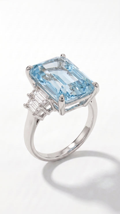 Anillo Brisa · Aguamarina en Oro 18k