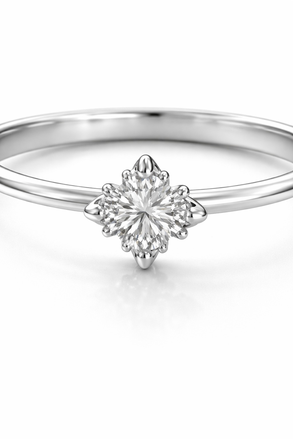 Anillo Solitario Oro Blanco 18k modelo Vera