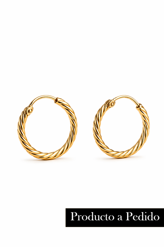 Aros Argollas de Oro 18K modelo Nysa