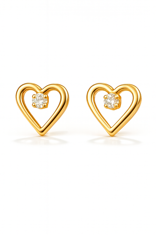 Aros Corazón Oro 18K Modelo Elin