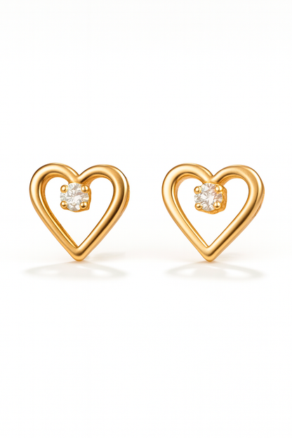 Aros Corazón Oro 18K Modelo Elin