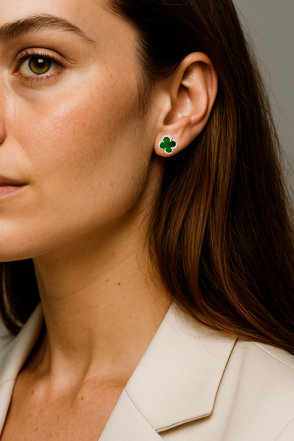 Aros Trébol de Malaquita modelo Clover