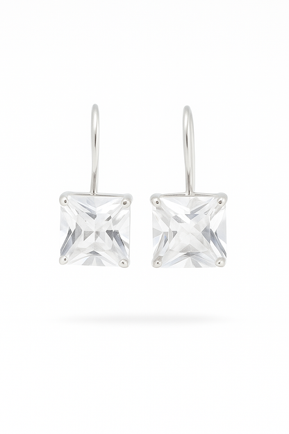 Aros con circón corte princesa modelo Blanche