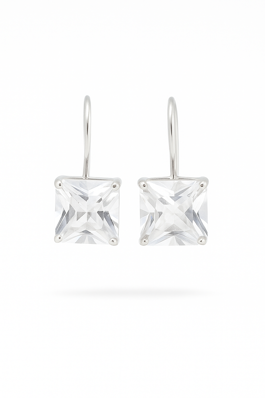 Aros con circón corte princesa modelo Blanche