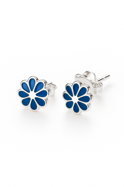 Aros de Flor Azul Modelo Alina