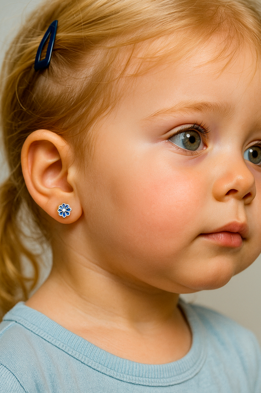 Aros de Flor Azul Modelo Alina