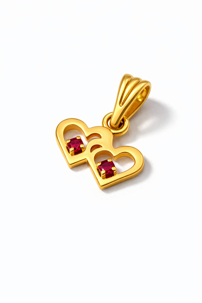 Colgante Corazón doble Oro 18k modelo Alessa