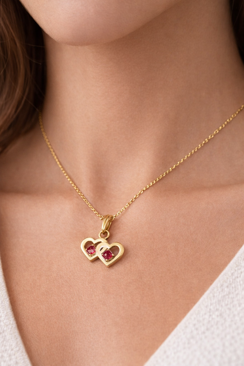 Colgante Corazón doble Oro 18k modelo Alessa