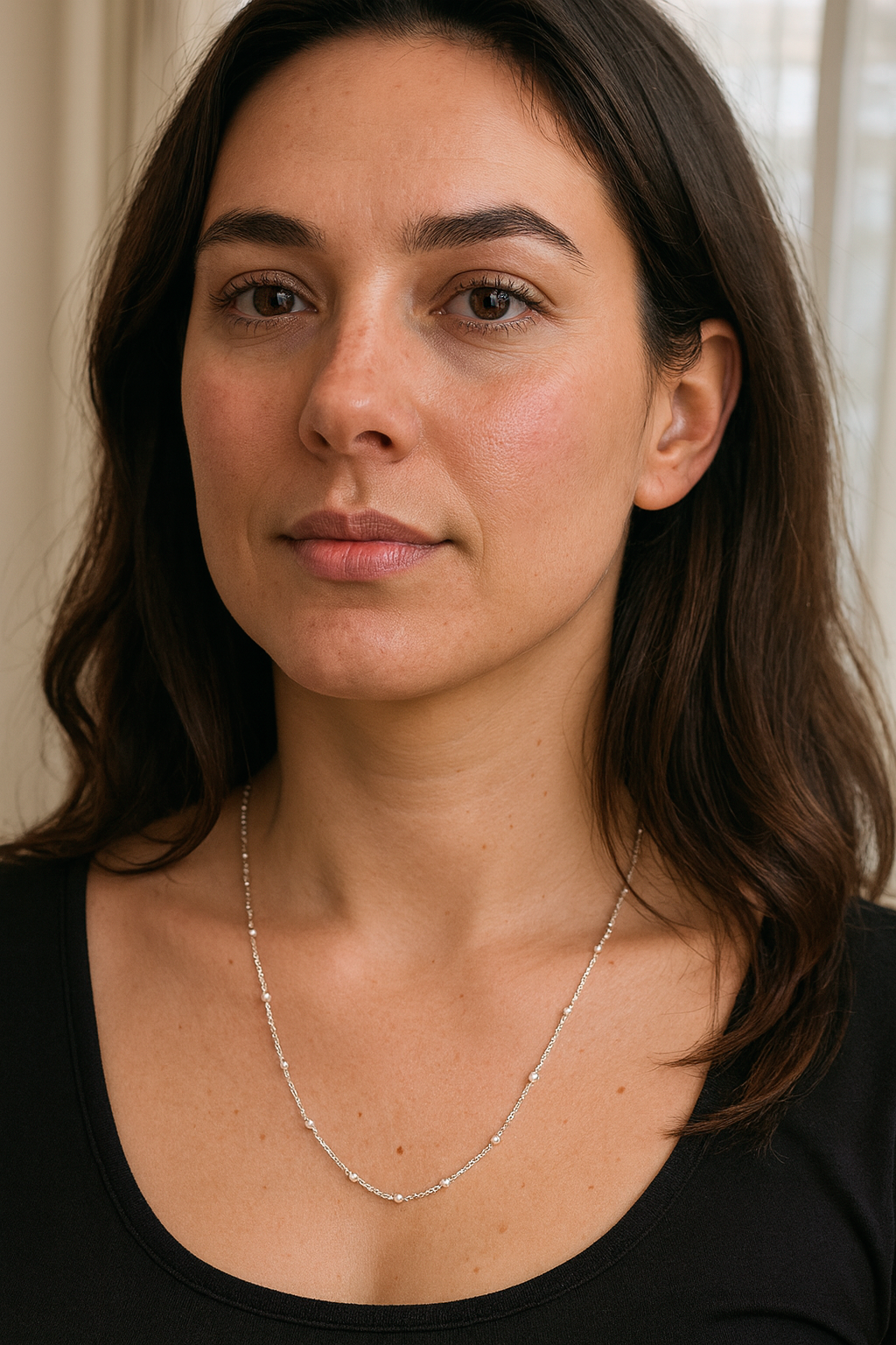 Gargantilla Eslabón y Pelotitas 55 cms Modelo Ayla