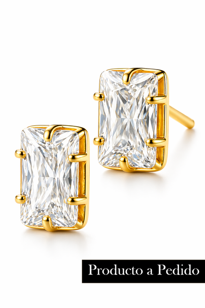 Pendientes Circón rectangular modelo Luciana