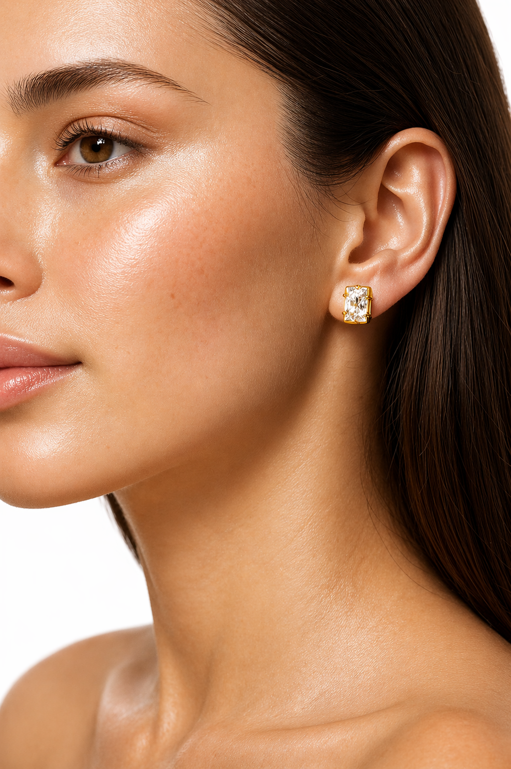Pendientes Circón rectangular modelo Luciana