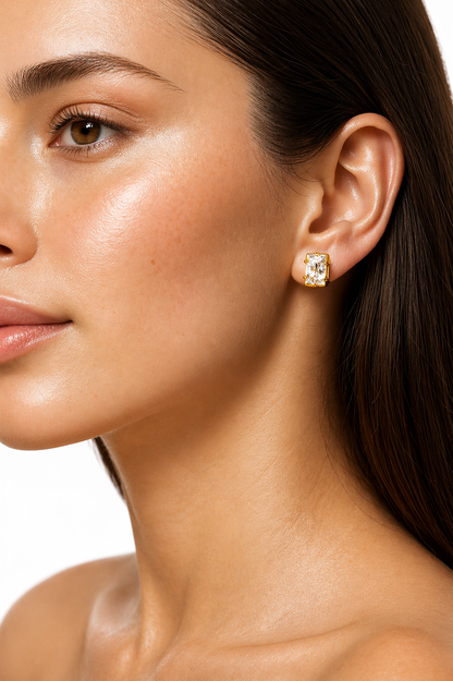 Pendientes Circón rectangular modelo Luciana