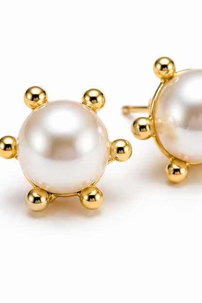 Pendientes con Perla modelo Selma Oro 18k