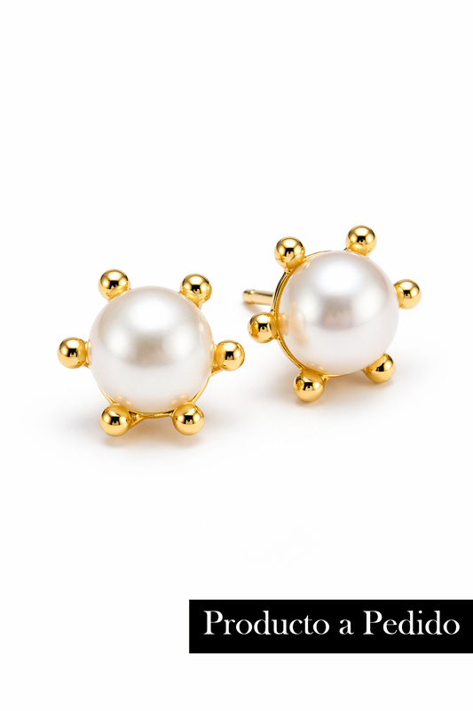 Pendientes con Perla modelo Selma Oro 18k