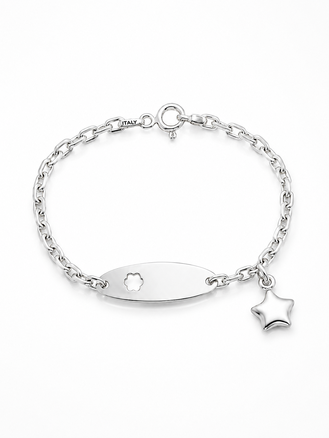 Pulsera con plaquita de flor calada modelo Estela