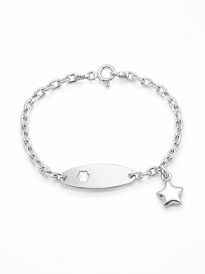 Pulsera con plaquita de flor calada modelo Estela