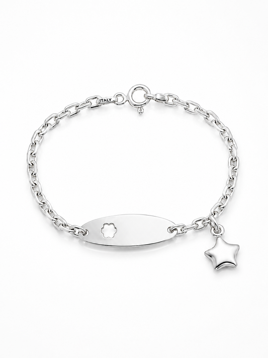 Pulsera con plaquita de flor calada modelo Estela
