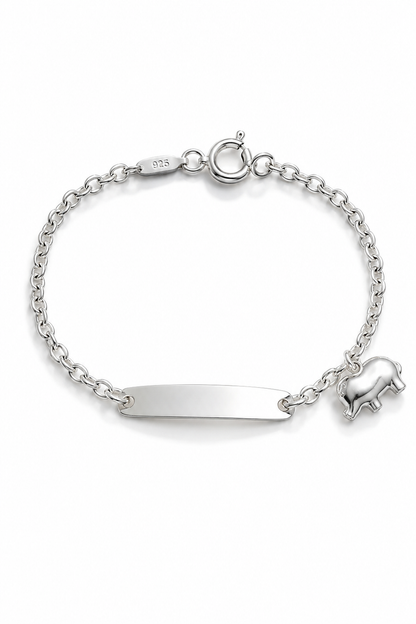 Pulsera de plata Elior con plaquita y elefantito