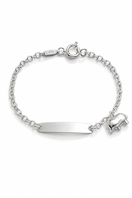 Pulsera de plata Elior con plaquita y elefantito